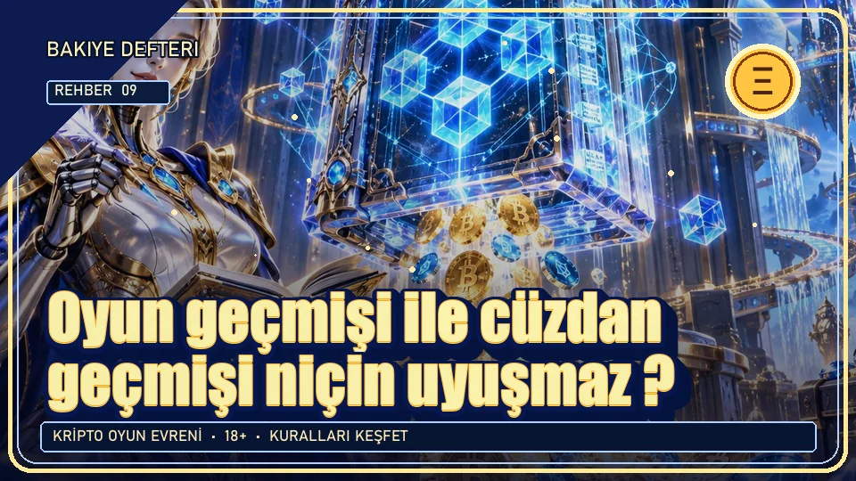 Oyun geçmişi ile cüzdan geçmişi niçin uyuşmaz? için kripto temalı oyun kapağı
